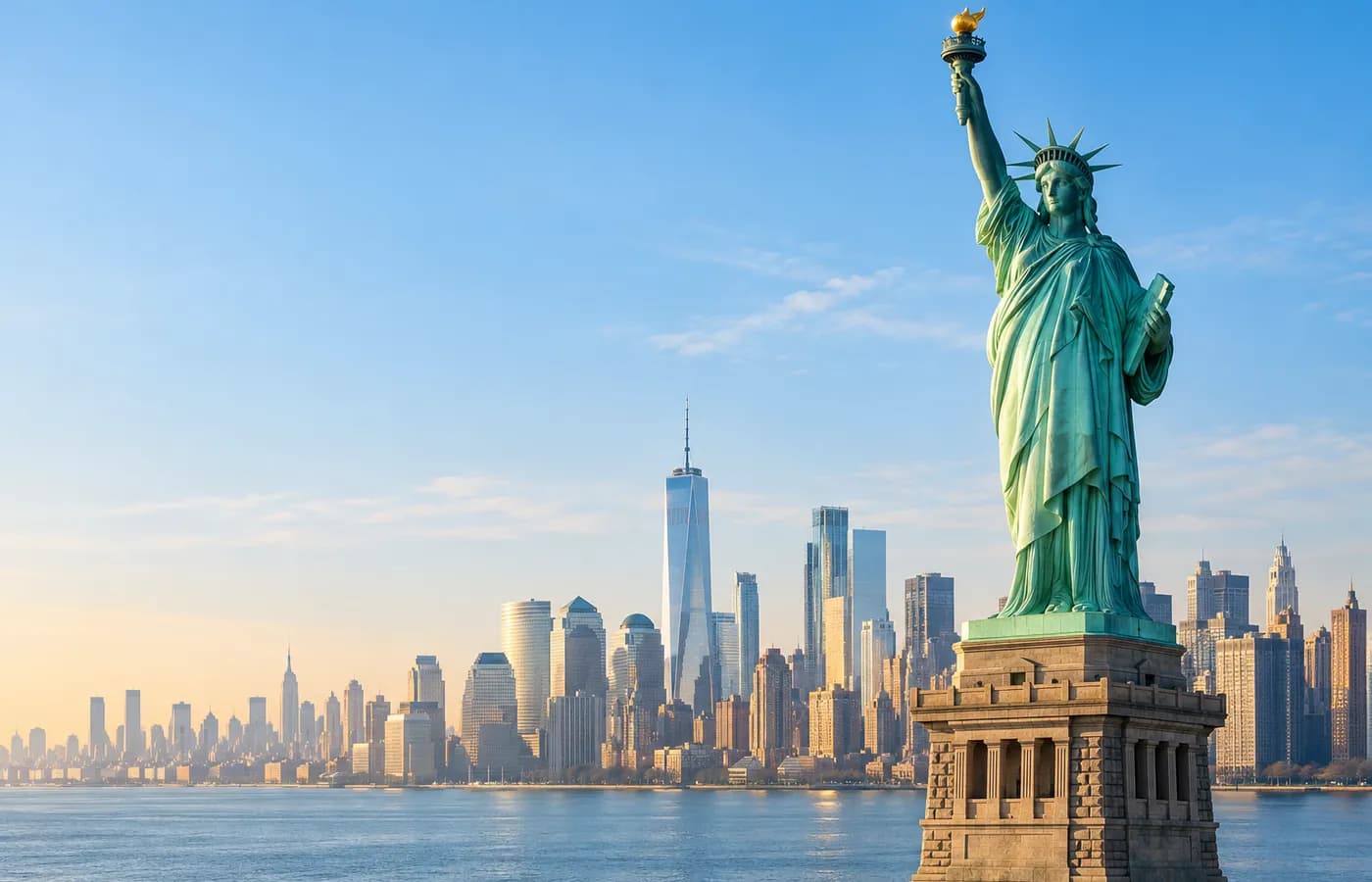 Estatua de la Libertad y Manhattan